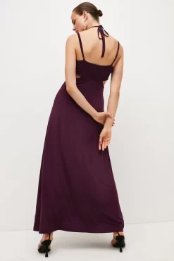 Cheap 🤩 Karen Millen Strap Detail Jersey Crepe Maxi 👗 Dress ✔️ -Dresses Sales Store bkk05385 burgundy xl 2