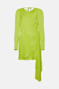Cheap β Karen Millen Viscose Satin Back Crepe Cowl Back Mini π Dress π 11 Cheap β Karen Millen Viscose Satin Back Crepe Cowl Back Mini π Dress π -Dresses Sales Store bkk05460 lime xl 3
