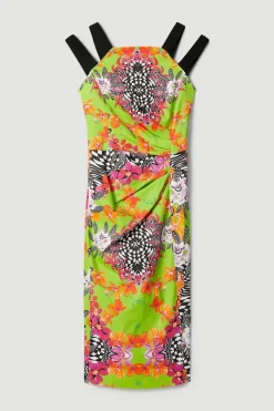 Best Pirce 😍 Karen Millen Italian Stretch Optical Floral Midi 👗 Dress 🌟 -Dresses Sales Store bkk05469 green xl 3