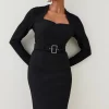 Budget 😍 Karen Millen Scuba Crepe Belted Midi Pencil 👗 Dress 😀 -Dresses Sales Store bkk05510 black xl