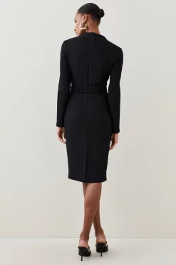 Budget 😍 Karen Millen Scuba Crepe Belted Midi Pencil 👗 Dress 😀 -Dresses Sales Store bkk05510 black xl 4