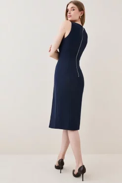 Brand new 🎁 Karen Millen Structured Crepe Strap Midi Tailored 👗 Dress ✔️ -Dresses Sales Store bkk05596 navy xl 2