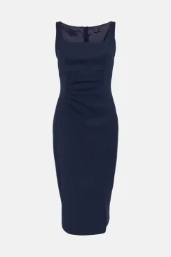 Brand new 🎁 Karen Millen Structured Crepe Strap Midi Tailored 👗 Dress ✔️ -Dresses Sales Store bkk05596 navy xl 3
