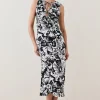 Cheapest 🛒 Karen Millen Scarf Print Viscose Strong Shoulder 👗 Dress 😍