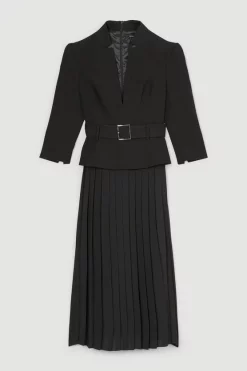 Brand new 👍 Karen Millen Structured Crepe Forever Soft Pleated Midi 👗 Dress 👍 -Dresses Sales Store bkk06027 black xl 3