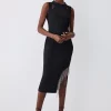 Flash Sale 😉 Karen Millen Crystal Fringe Diamante Back Pencil Midi 👗 Dress 💯