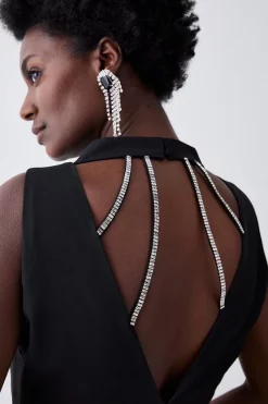 Flash Sale 😉 Karen Millen Crystal Fringe Diamante Back Pencil Midi 👗 Dress 💯 -Dresses Sales Store bkk06072 black xl 2