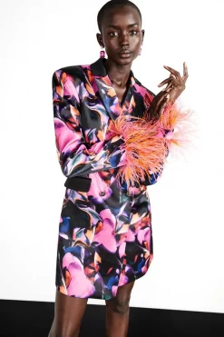 Top 10 💯 Karen Millen Weston Marble Feather Cuff Blazer Mini 👗 Dress 💯