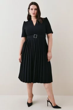 Deals 🎉 Karen Millen Plus Size Structured Crepe Forever Pleat 👗 Dress ⭐