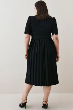 Deals 🎉 Karen Millen Plus Size Structured Crepe Forever Pleat 👗 Dress ⭐ -Dresses Sales Store bkk06228 black xl 2