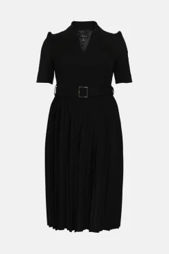 Deals 🎉 Karen Millen Plus Size Structured Crepe Forever Pleat 👗 Dress ⭐ -Dresses Sales Store bkk06228 black xl 3