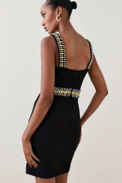 Deals 🥰 Karen Millen Embellished Halter Figure Form Mini 👗 Dress 👍 -Dresses Sales Store bkk06324 black xl 4