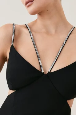 Coupon 🧨 Karen Millen Figure Form Crystal Embellished Midi 👗 Dress 🌟 -Dresses Sales Store bkk06440 black xl 1