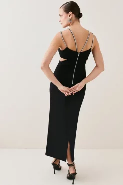 Coupon 🧨 Karen Millen Figure Form Crystal Embellished Midi 👗 Dress 🌟 -Dresses Sales Store bkk06440 black xl 2