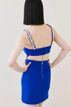 Coupon 👏 Karen Millen Figure Form Crystal Embellished Mini 👗 Dress 😀 -Dresses Sales Store bkk06441 cobalt xl 4