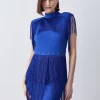 Coupon 💯 Karen Millen Fringed Ponte Detail Midi 👗 Dress 😍 -Dresses Sales Store bkk06584 electric20blue xl