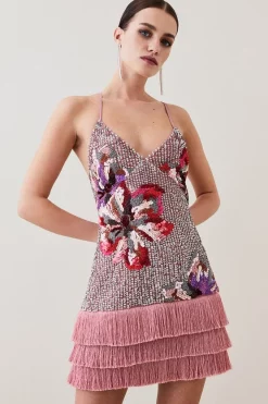 Flash Sale β Karen Millen Mixed Sequin & Beaded Fringed Mini π Dress π