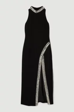 Promo 🥰 Karen Millen Tall Crystal Embellished Woven Maxi 👗 Dress 🤩 -Dresses Sales Store bkk06701 black xl 3