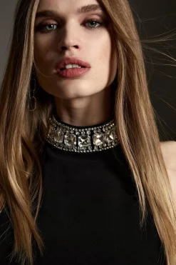 Promo 🥰 Karen Millen Tall Crystal Embellished Woven Maxi 👗 Dress 🤩 -Dresses Sales Store bkk06701 black xl 4