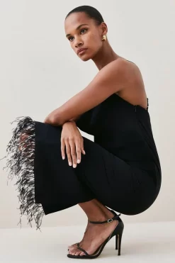 Outlet ✨ Karen Millen Mono Feather Hem Cowl Neck Cami Midaxi 👗 Dress 😀 -Dresses Sales Store bkk06726 black xl 4