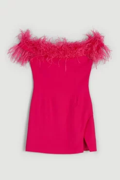 Discount π Karen Millen Compact Stretch Feather Bardot Mini π Dress π 11 Discount π Karen Millen Compact Stretch Feather Bardot Mini π Dress π -Dresses Sales Store bkk06749 pink xl 3