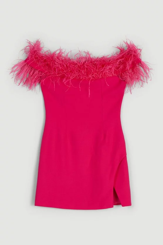 Discount π Karen Millen Compact Stretch Feather Bardot Mini π Dress π 6 Discount π Karen Millen Compact Stretch Feather Bardot Mini π Dress π - Image 4