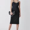 Budget 🧨 Karen Millen Italian Structured Satin Pencil Midi 👗 Dress 😍 -Dresses Sales Store bkk06758 black xl