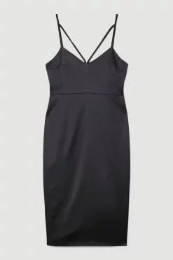 Budget 🧨 Karen Millen Italian Structured Satin Pencil Midi 👗 Dress 😍 -Dresses Sales Store bkk06758 black xl 3