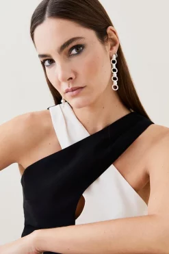 Buy 🎁 Karen Millen Soft Tailored Colour Block Halter Midi 👗 Dress ✨ -Dresses Sales Store bkk06772 mono xl 2