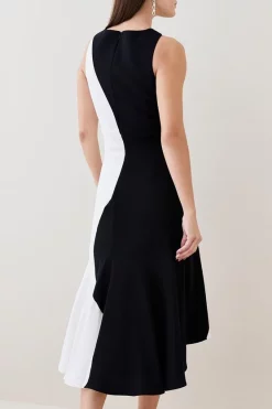 Buy 🎁 Karen Millen Soft Tailored Colour Block Halter Midi 👗 Dress ✨ -Dresses Sales Store bkk06772 mono xl 4