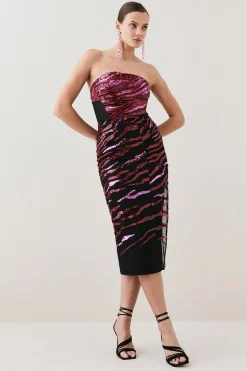 Wholesale 😍 Karen Millen Petite Abstract Sequin Bandeau 👗 Dress 🌟 -Dresses Sales Store bkk06776 pink xl 4