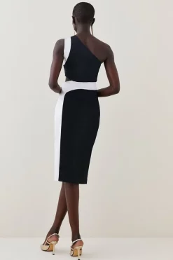 Brand new 🛒 Karen Millen Italian Structured Satin Asymmetric Pencil Midi 👗 Dress 🔔 -Dresses Sales Store bkk06845 multi xl 2