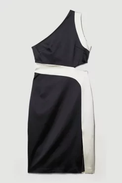 Brand new 🛒 Karen Millen Italian Structured Satin Asymmetric Pencil Midi 👗 Dress 🔔 -Dresses Sales Store bkk06845 multi xl 3
