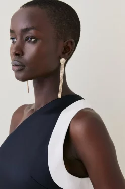 Brand new 🛒 Karen Millen Italian Structured Satin Asymmetric Pencil Midi 👗 Dress 🔔 -Dresses Sales Store bkk06845 multi xl 4