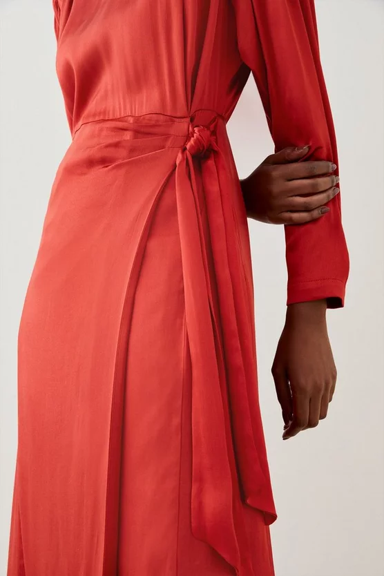 Budget π Karen Millen Viscose Satin Satin Batwing Wrap Midi π Dress π 4 Budget π Karen Millen Viscose Satin Satin Batwing Wrap Midi π Dress π - Image 2
