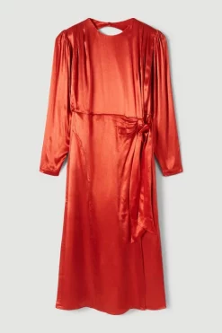 Budget π Karen Millen Viscose Satin Satin Batwing Wrap Midi π Dress π 12 Budget π Karen Millen Viscose Satin Satin Batwing Wrap Midi π Dress π -Dresses Sales Store bkk06848 copper xl 3