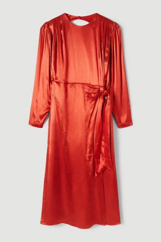Budget π Karen Millen Viscose Satin Satin Batwing Wrap Midi π Dress π 6 Budget π Karen Millen Viscose Satin Satin Batwing Wrap Midi π Dress π - Image 4