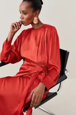 Budget π Karen Millen Viscose Satin Satin Batwing Wrap Midi π Dress π 13 Budget π Karen Millen Viscose Satin Satin Batwing Wrap Midi π Dress π -Dresses Sales Store bkk06848 copper xl 4