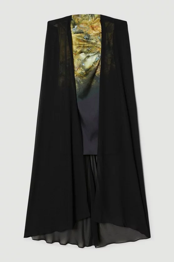 Cheap 😉 Karen Millen Weston Abstract Crystal Print Midi Cape 👗 Dress 🔥 6 Cheap 😉 Karen Millen Weston Abstract Crystal Print Midi Cape 👗 Dress 🔥 - Image 4