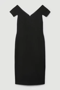 Deals 🎉 Karen Millen Structured Crepe Cross Detail Midi 👗 Dress ✔️ -Dresses Sales Store bkk06911 black xl 3