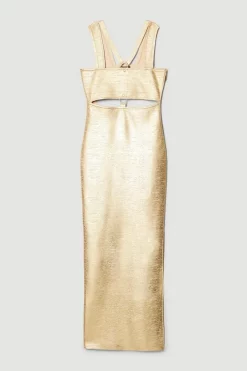 Flash Sale ⌛ Karen Millen Metallic Bandage Maxi 👗 Dress 😍 -Dresses Sales Store bkk06966 gold xl 3