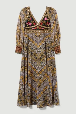 Promo 🔔 Karen Millen Plus Size Baroque Embroidered And Bead Midi 👗 Dress ⭐ -Dresses Sales Store bkk07043 multi xl 3