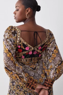 Promo 🔔 Karen Millen Plus Size Baroque Embroidered And Bead Midi 👗 Dress ⭐ -Dresses Sales Store bkk07043 multi xl 4