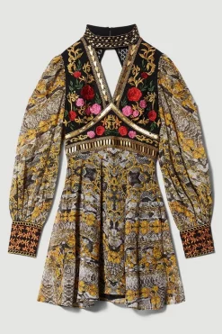Hot Sale ⌛ Karen Millen Petite Baroque Embroidered & Bead Mini 👗 Dress 👍 -Dresses Sales Store bkk07044 multi xl 3