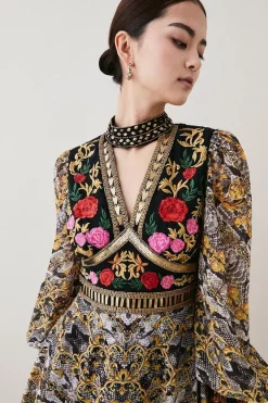 Hot Sale ⌛ Karen Millen Petite Baroque Embroidered & Bead Mini 👗 Dress 👍 -Dresses Sales Store bkk07044 multi xl 4