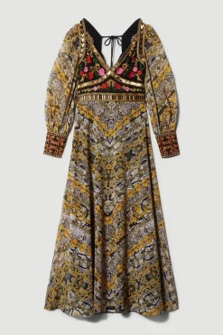 Best Sale ⭐ Karen Millen Petite Baroque Embroidered & Bead Midi 👗 Dress 😀 -Dresses Sales Store bkk07045 multi xl 3