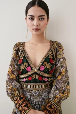 Best Sale ⭐ Karen Millen Petite Baroque Embroidered & Bead Midi 👗 Dress 😀 -Dresses Sales Store bkk07045 multi xl 4