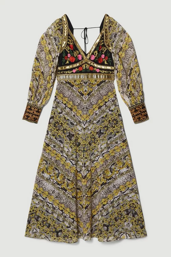 Best Sale π Karen Millen Baroque Embroidered And Bead Woven Midi π Dress π 6 Best Sale π Karen Millen Baroque Embroidered And Bead Woven Midi π Dress π - Image 4