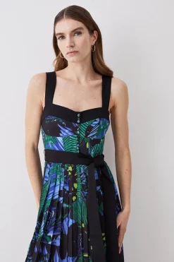 Wholesale ❤️ Karen Millen Top Stitch Pleated Butterfly Detail Woven Midi 👗 Dress ⭐ -Dresses Sales Store bkk07053 green xl 4