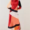 Outlet π Karen Millen Draped Stretch Satin Colour Block Midi π Dress π 1 Outlet π Karen Millen Draped Stretch Satin Colour Block Midi π Dress π -Dresses Sales Store bkk07059 orange xl